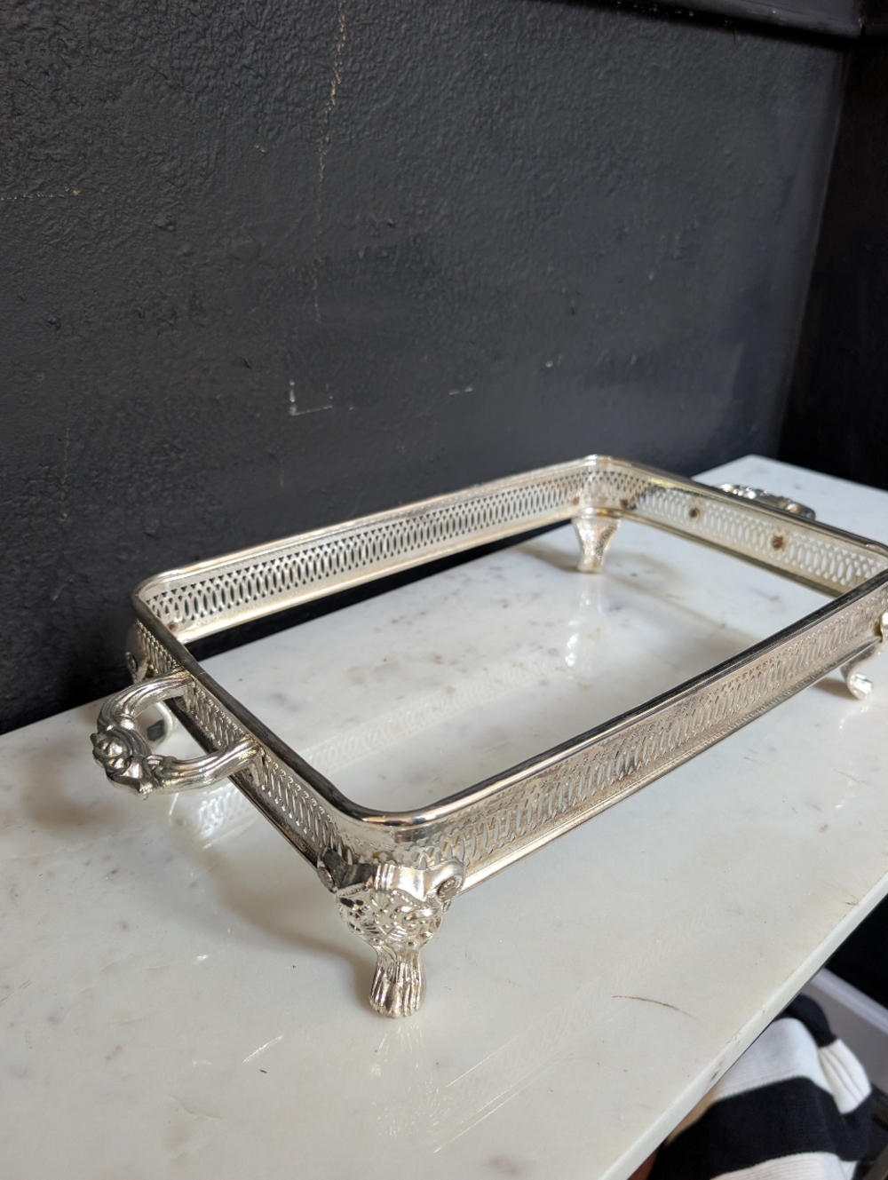 Vintage Silver Plated Buffet/Casserole Footed Serving Dish Stand 16.5" x 8.75"